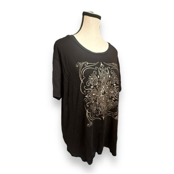 Women’s torrid 1 Black Silver Yin Yang Performance Cotton Active Tee 14 16 1X - Picture 9 of 14